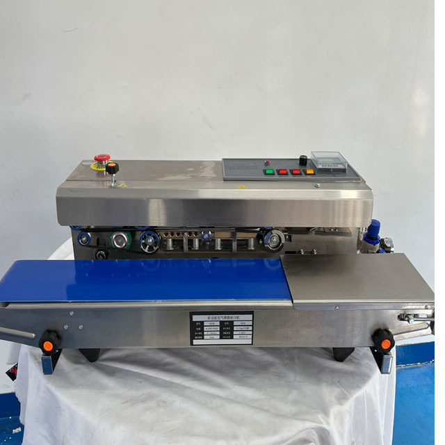 New Design Nitrogen Air Gas Flushing Suction Exhaust Bag Heat Packing Date Coding Sealing Machine Continuous Sealer