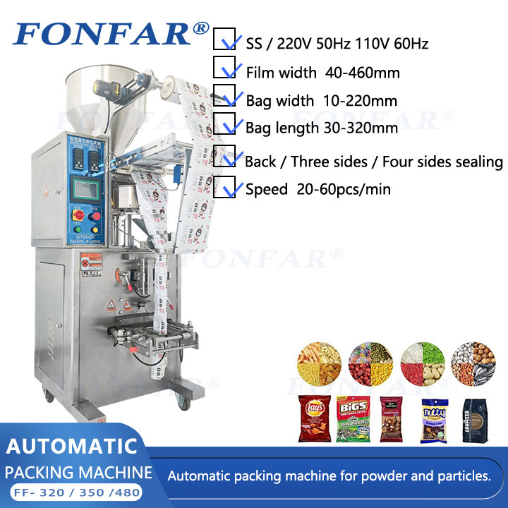 Automatic Vertical Potato Chips Packing Machine Price/liquid Granule Powder Filling Machine/factory Packing Equipment 480 1~100g