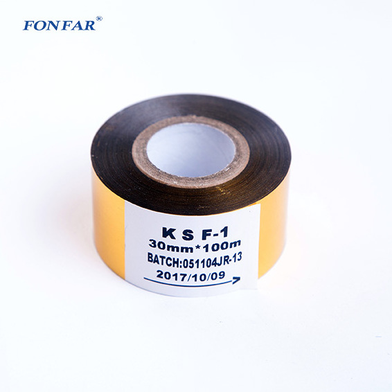 25mm*100m thermal printing white gold hot stamping foil / resin hot foil ribbon/stamping coding jumbo roll to print batch number