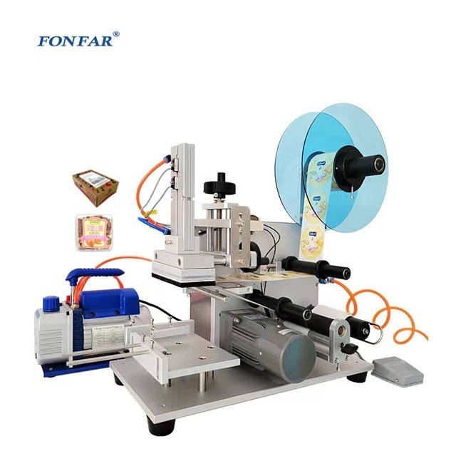 High Quality Semi Automatic Adhesive Paper Sticker Vial Can Box Flat Plastic Round Bottle Labeling Machine For Sale