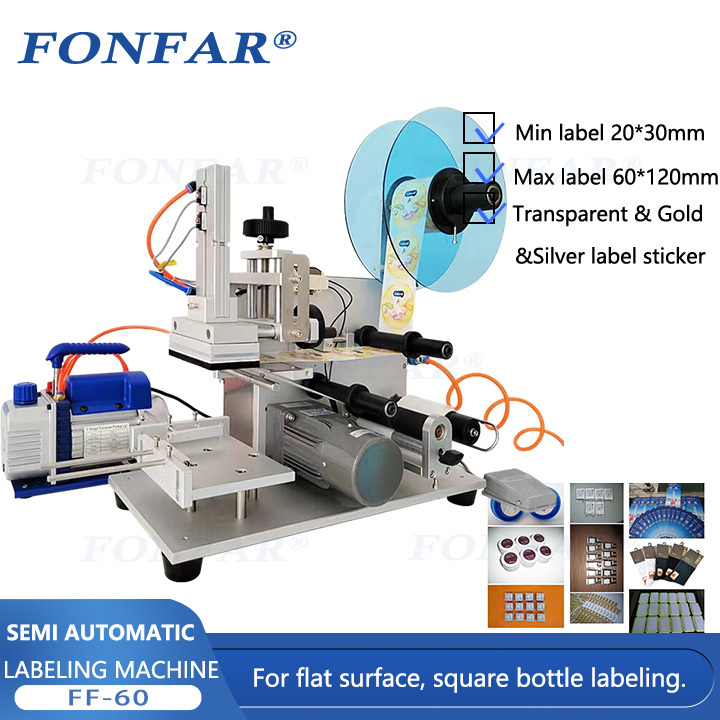 Semi Automatic Flat Bottle Labeling Machine Small label applicator label machine for flat surface