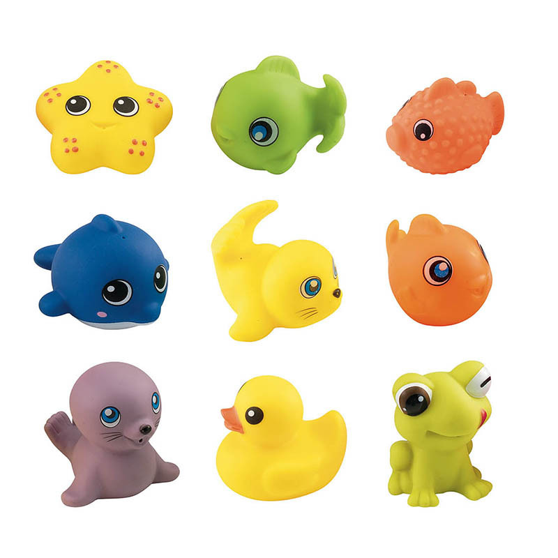 Bulk Cartoon Custom Toddler Soft Rubber Bathroom Shower Toy BPA Free Plastic PVC Baby Sea Animal Bath Toys