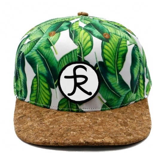 Cork Brim Children Snap Back Hat Sublimation Printing Floral Sports Caps 3D Puff Embroidery Snapback Hats