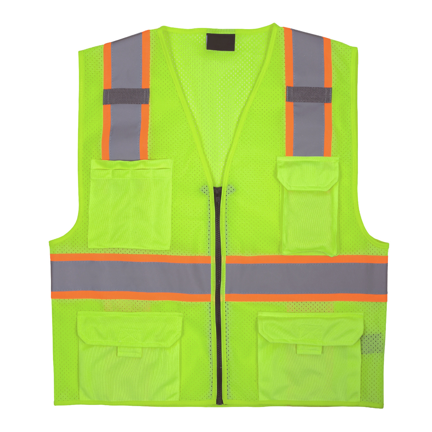 Breathable mesh jacket with pockets high visibility reflective security safety vest