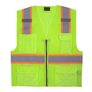 Breathable mesh jacket with pockets high visibility reflective security safety vest