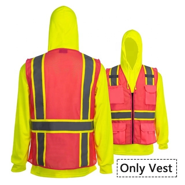 Factory Customized Ansi Mesh High Visibility Women Reflective Pink Safety Vest With Pocket