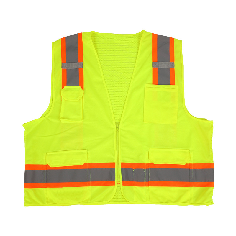 ANSI 107 Class 2 High Visibility Mesh Vest Reflective Multi Pocket Work Safety Vest