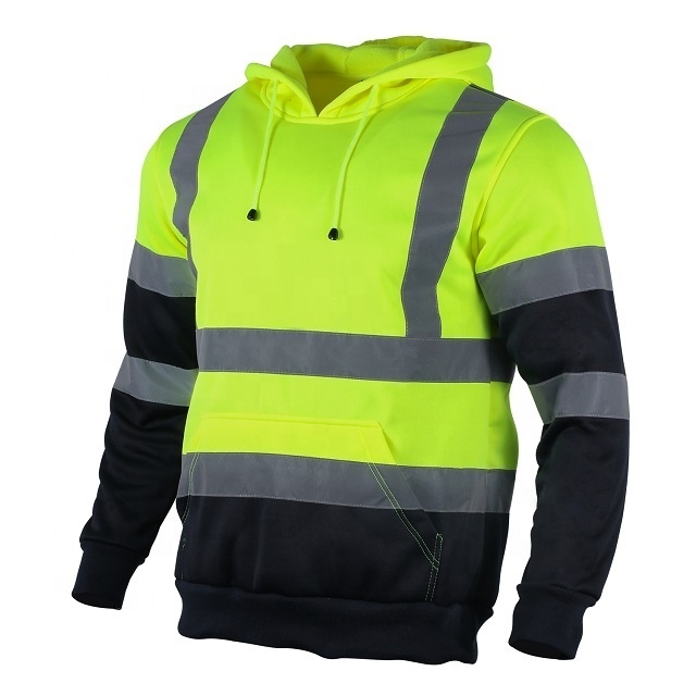 OEM Factory Reflective Sweatshirts Construction Jacket Men High Visibility Safety Hoodies