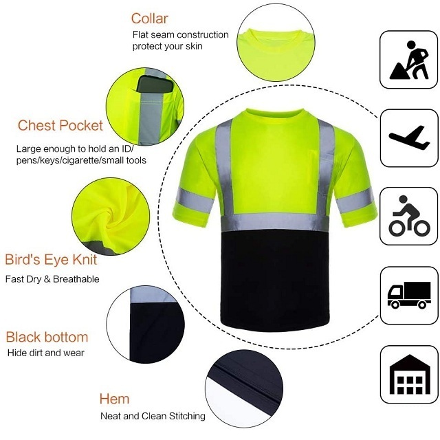 Type R Work Wear Quick Dry T-Shirt High Visibility Clothing Men'S Construction Hi Vis Reflective Shirts