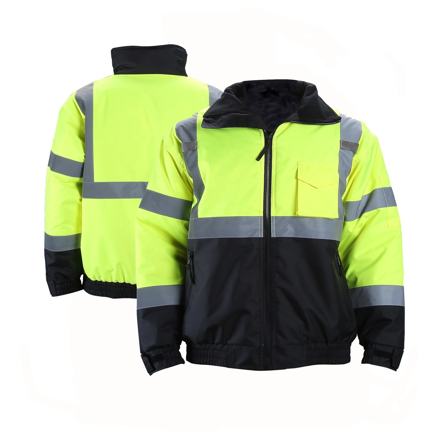 Free Shipping Hi Viz Workwear Bomber Security High Visibility Winter Waterproof Safety Work Jacket