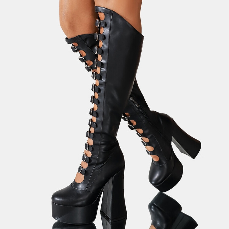 Chunky Heel Botas Altas Fashion Sexy Platform Knee High Women's Boots