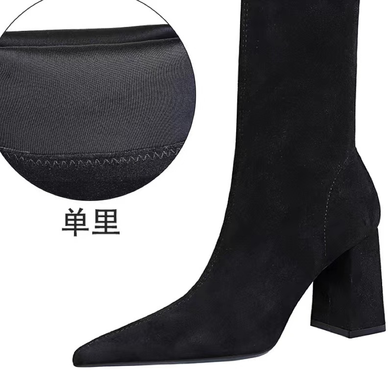 2022 Delicate Stiletto Boots  With Pointed Toe Versatile And Chunky heel  Women's  boots