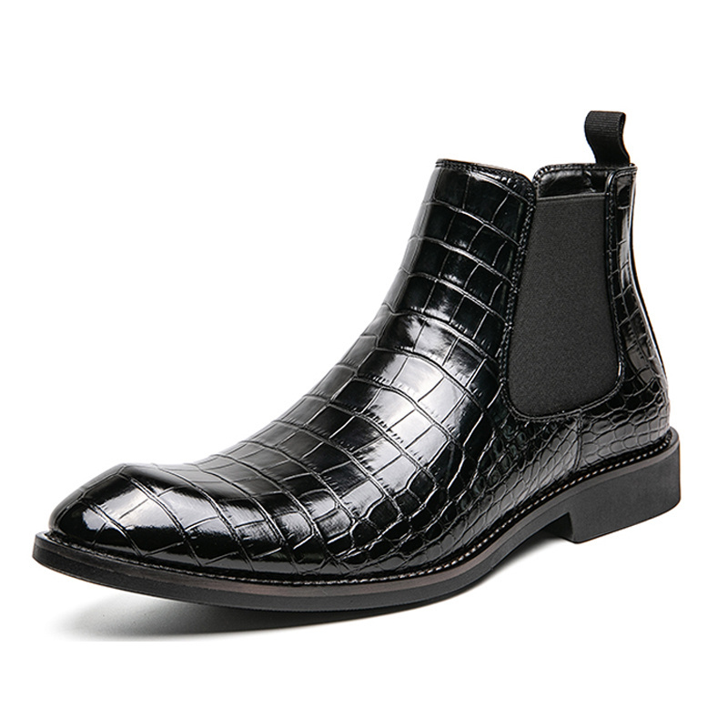 Classic Design Plaid Boots Fashion Good Quality Comfortable Slip On Leather Chelsea Boots for Men