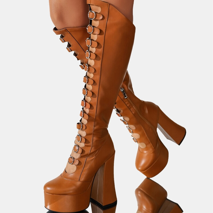 Chunky Heel Botas Altas Fashion Sexy Platform Knee High Women's Boots