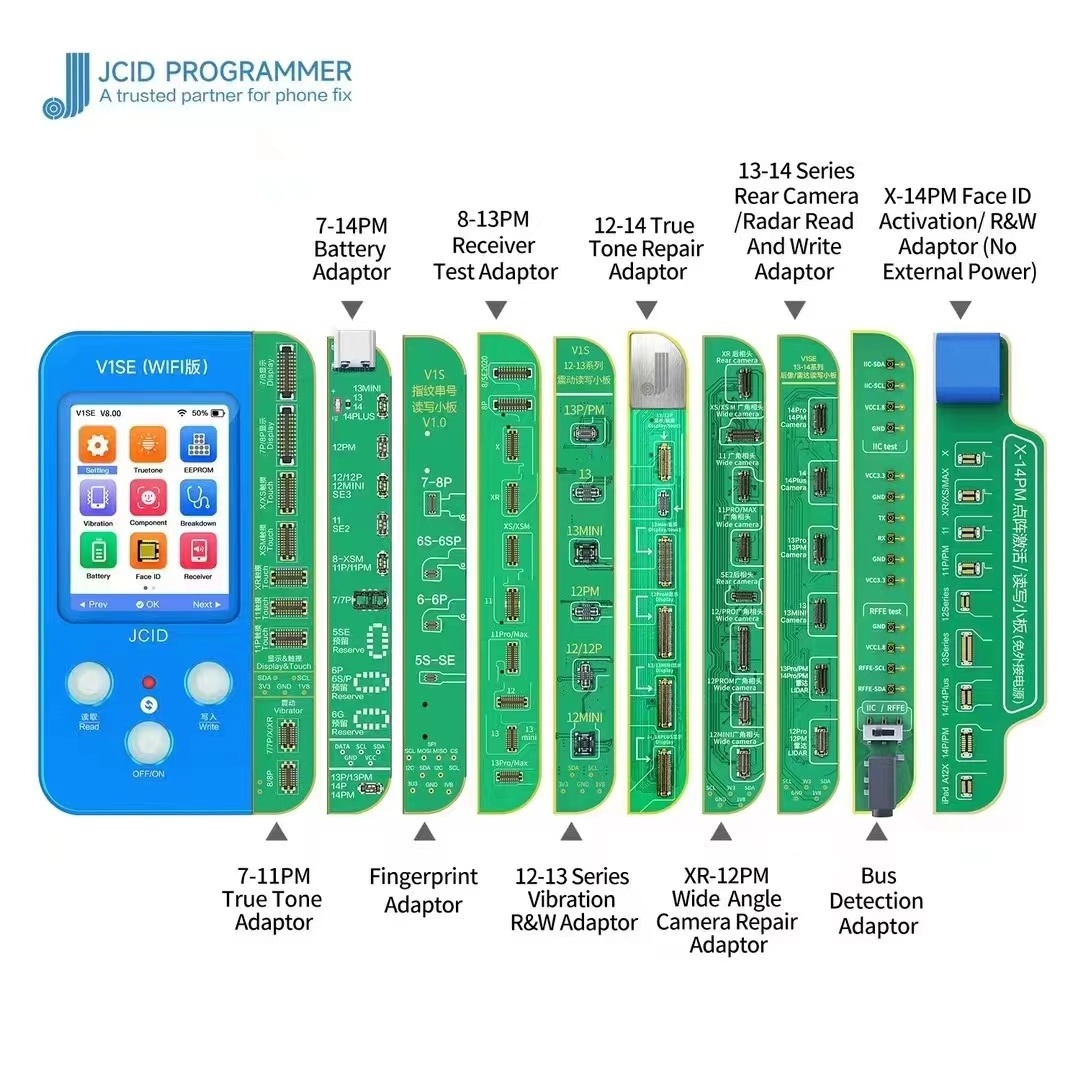 JC V1SE for Phone True Tone Battery Health Face ID Fingerprint Repair Programmer JCID V1SE For iP6-14PM  Dot Matrix Cable