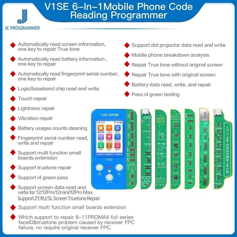 JC V1SE for Phone True Tone Battery Health Face ID Fingerprint Repair Programmer JCID V1SE For iP6-14PM  Dot Matrix Cable