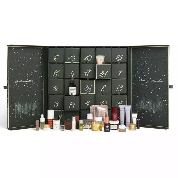 Custom logo printing beauty makeup empty cosmetic advent calendar for christmas gift box