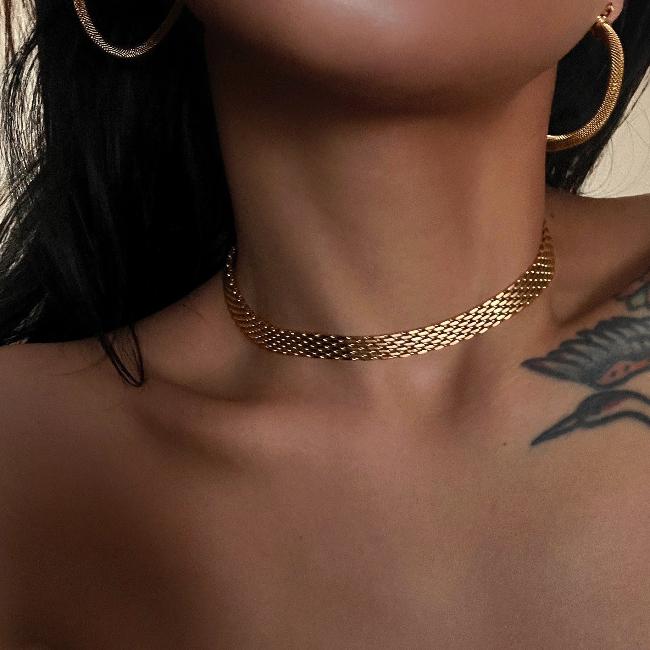 2022 Dazan New 18k Gold Plated Tarnish Free Stainless Steel Vintage Polishing 8mm Braided Chain Necklace Choker For Banquet