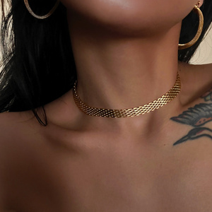 2022 Dazan New 18k Gold Plated Tarnish Free Stainless Steel Vintage Polishing 8mm Braided Chain Necklace Choker For Banquet