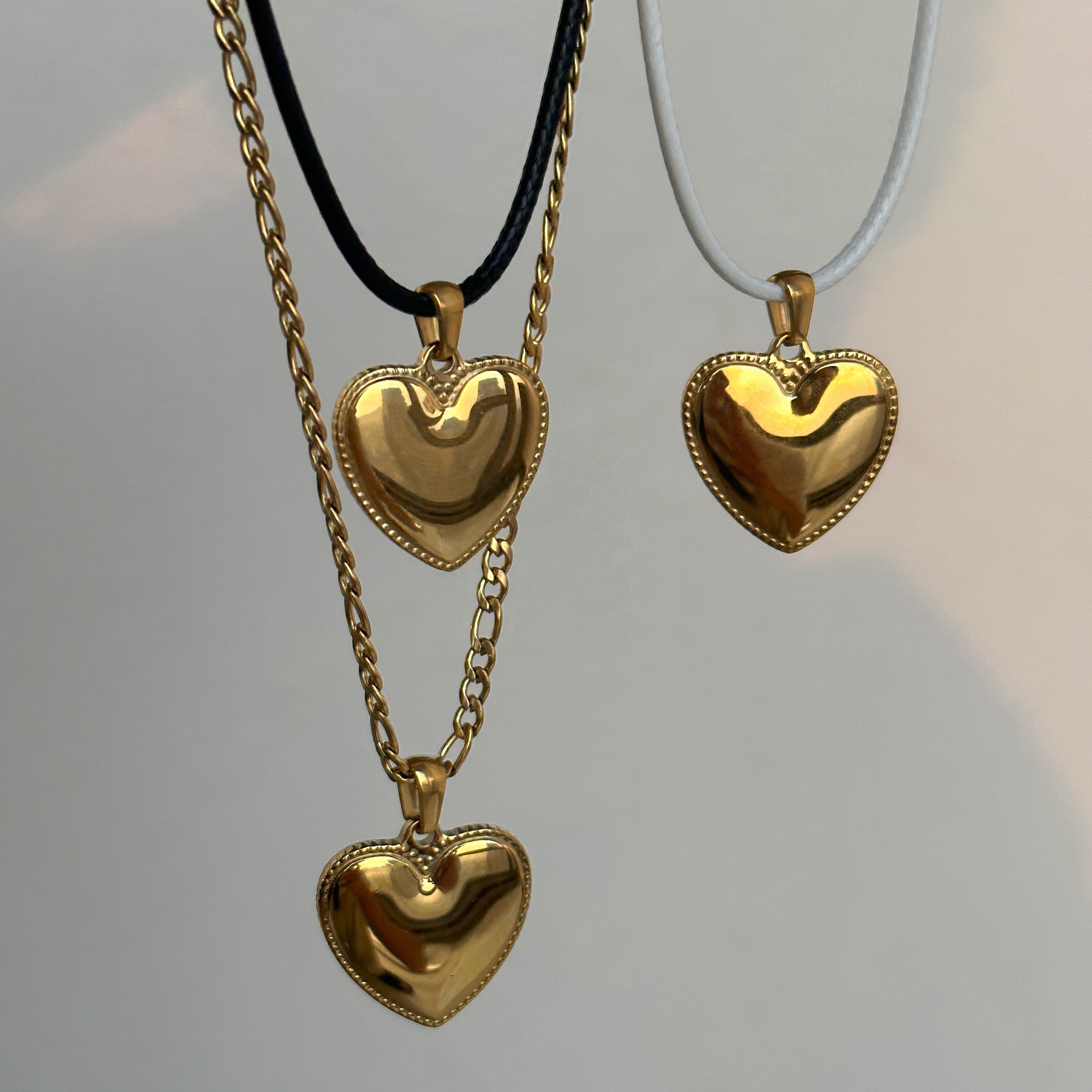 2023 Dazan New 18k Gold Plated Tarnish Free Stainless Steel Valentine S Day Love Heart Pendant Rope Chain Necklace For Women