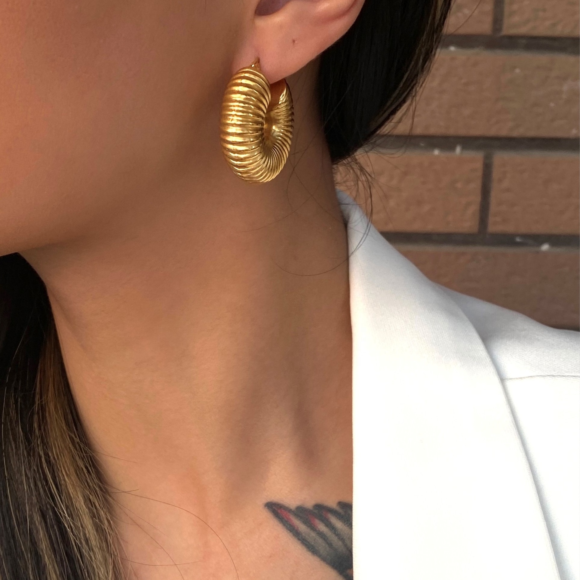 2024 Dazan New Winter Western Style Hoop Geometric Arc Triomph 18k Gold Plated Stainless Steel Fish Bone Earrings For Women