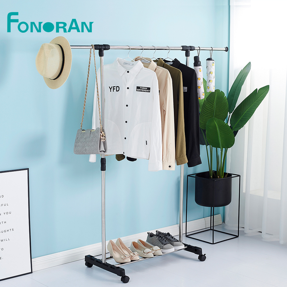 Stainless steel shop wardrobe stand steel foldable garment cloth hanger