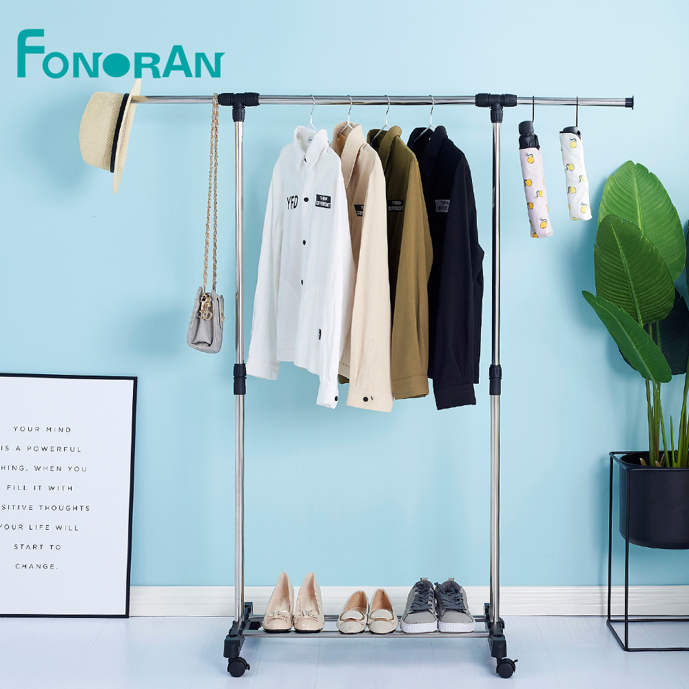 Commercial cheap stainless steel standing adjustable garment clothing rack