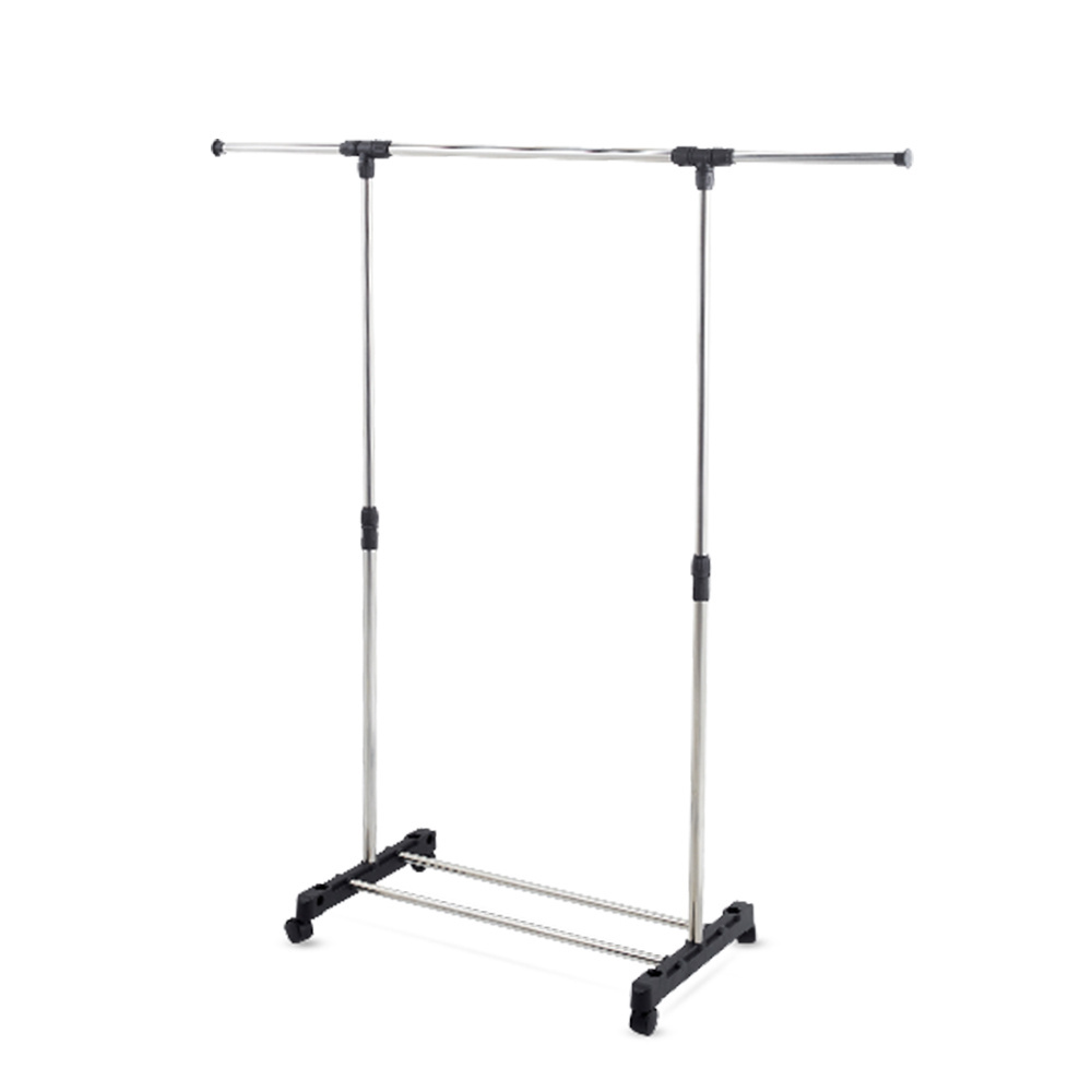 Foldable single pole steel garment standing rack cloth drying hanger