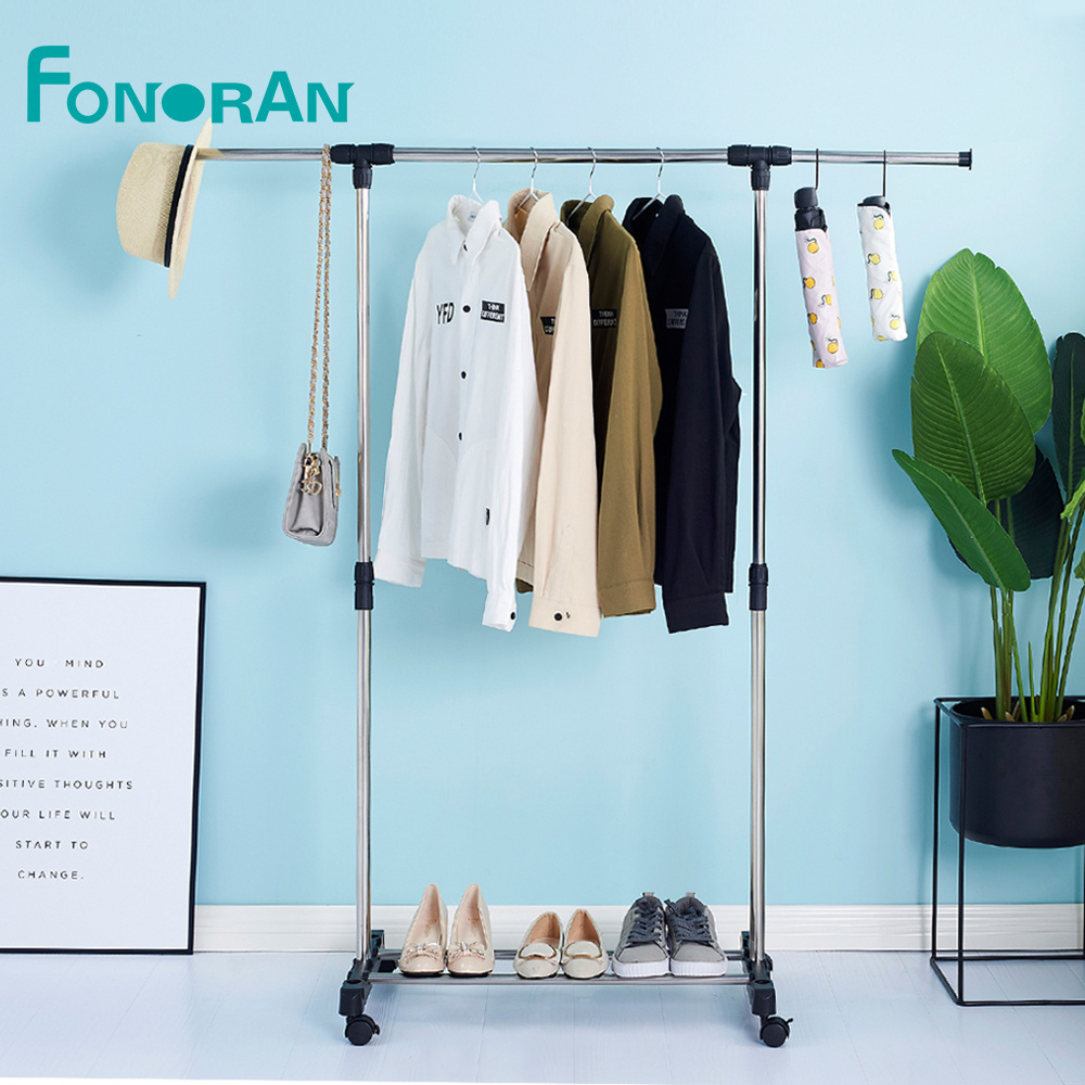 Foldable single pole steel garment standing rack cloth drying hanger