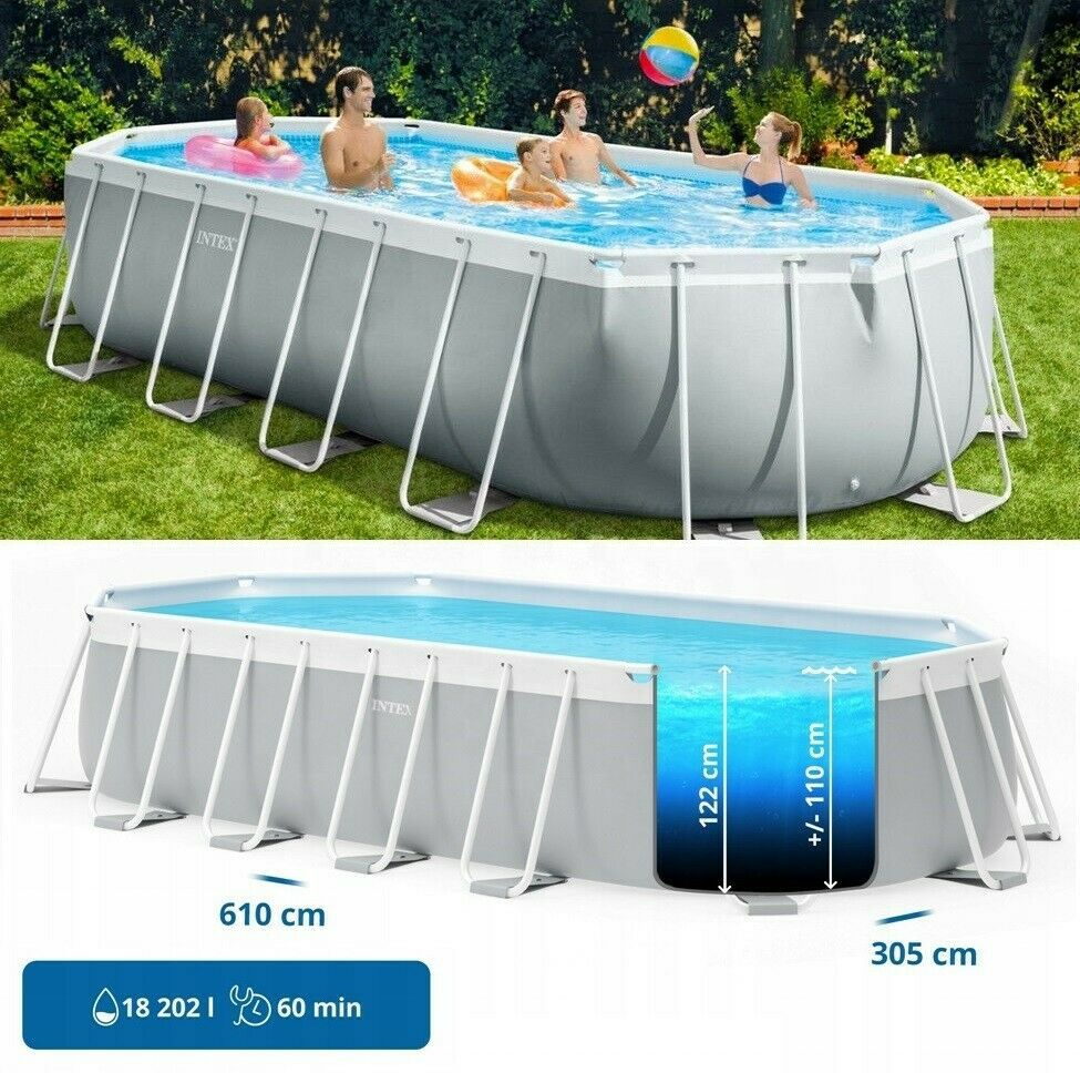 Intex 26798 16FT6IN X 9FT X 48IN PRISM FRAME OVAL POOL Adult Swimming Pool Set Above Ground Swimming Pool