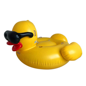 Inflatable Yellow Duck Wear Sun Glasses Pool Rafts Floating Rider Outdoor Beach Plastic Pool Float lounge Water Toys for Adults