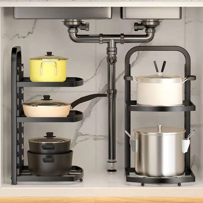 Kitchen Organizer Pans Lid Storage Rack Metal Pan Pot Lid Holder and Organizer Seamless Adjustment Pot Kitchen Rack