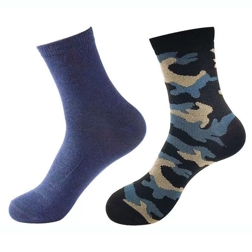 Green Camouflage Mens Business High Quality Factory Jacquard Running Hiking Socks Boy Crew Floor Socks Sport Teen Tube Socks Men