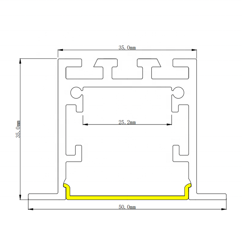 ALP017 ALP017N Anodized led aluminum profile  35x35mm size for ceiling wall recessed linear lighting