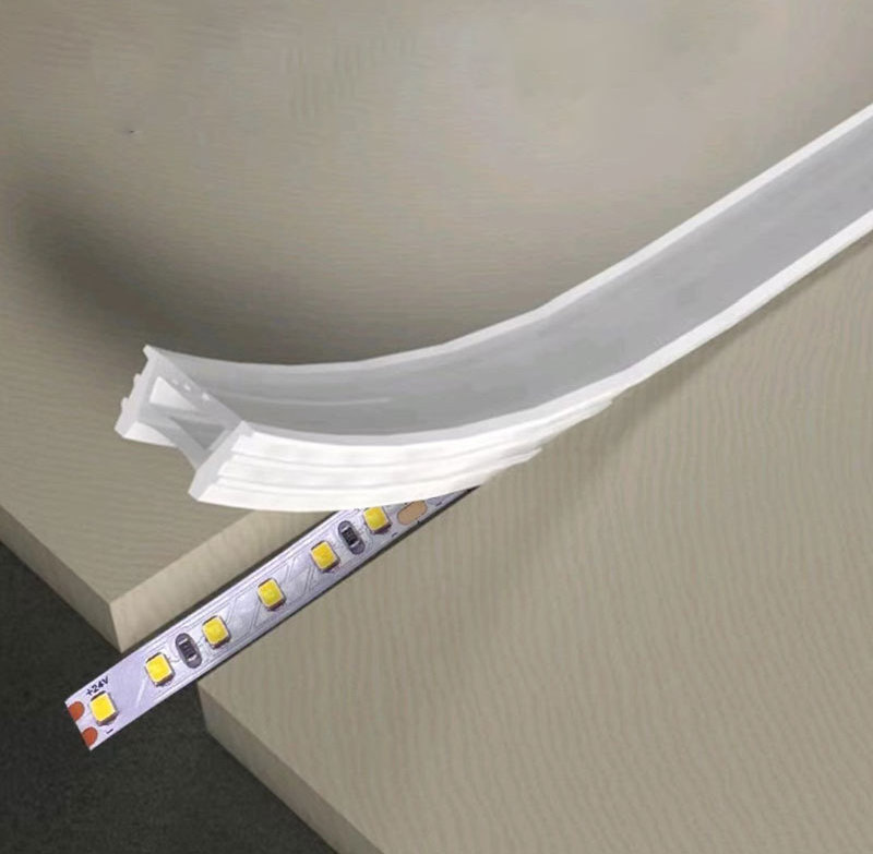 Recessed Mounted 50% High Transmittan Flexible Silicon Cover Rope Channel for Bendable Strip Light LED Neon Flex Tube