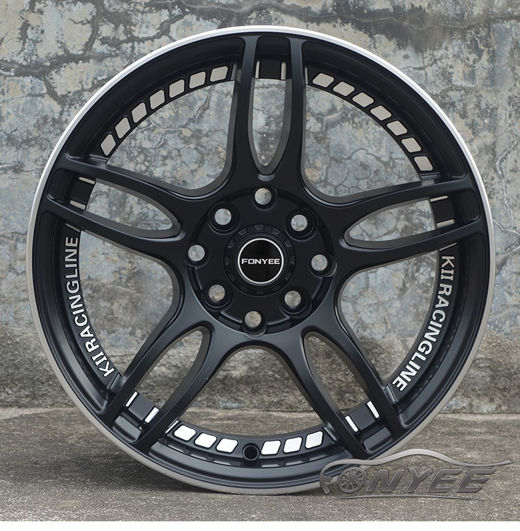 F80E131 Fonyee 15 inch 7.0j 4X100 4X114.3 Modified quality Auto Matte black Mag Aluminum Alloy Passenger Car Wheel Rims in stock