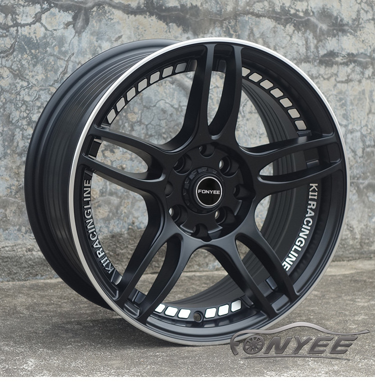 F80E131 Fonyee 15 inch 7.0j 4X100 4X114.3 Modified quality Auto Matte black Mag Aluminum Alloy Passenger Car Wheel Rims in stock