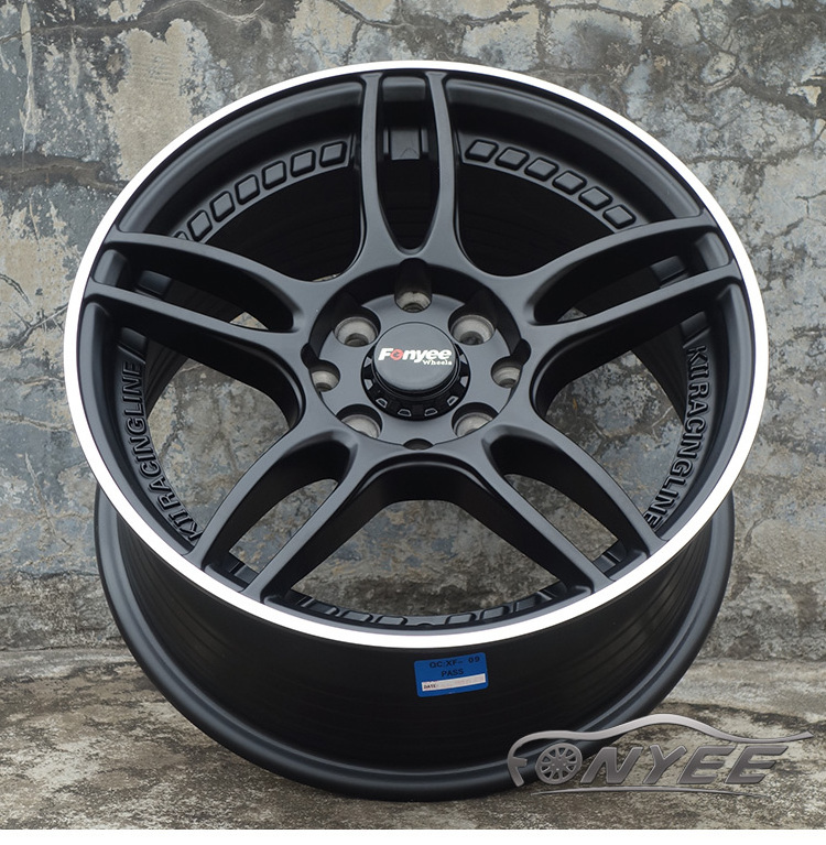 F80E131 Fonyee 15 inch 7.0j 4X100 4X114.3 Modified quality Auto Matte black Mag Aluminum Alloy Passenger Car Wheel Rims in stock