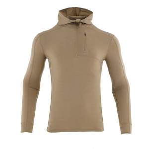 Hot Sell Classic Mens Merino Wool Breathable Long Sleeve 1/4 Zip Up Hoodie Pullover