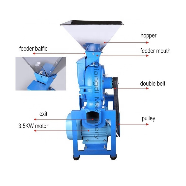 small dry grain electric flour feed mill crusher/corn grinder machine