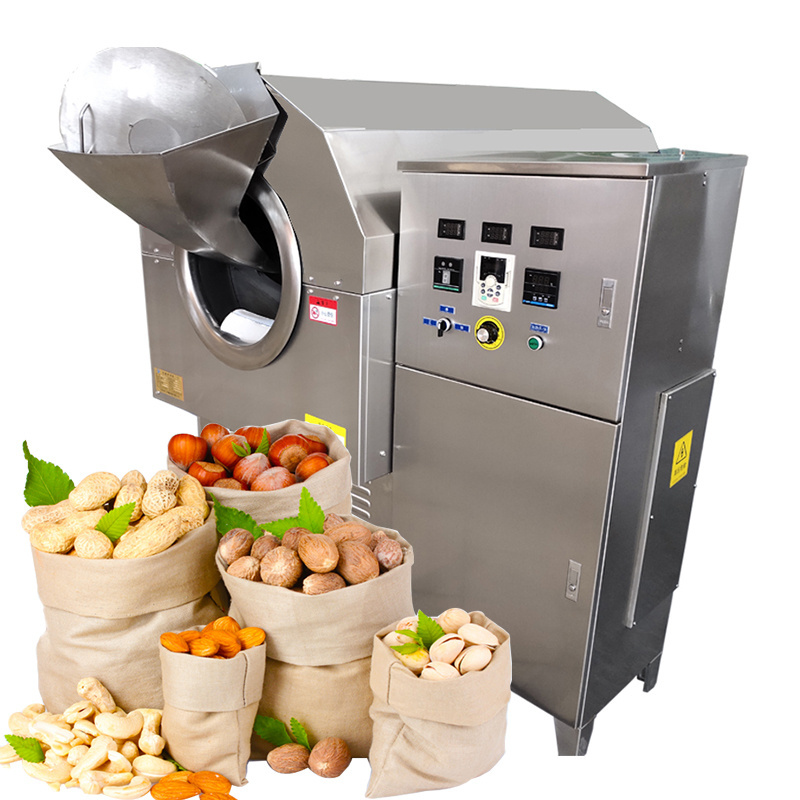 Automatic Electric Cashew Nut Roaster Almond Cocoa Bean Peanut Corn Grain Roasting Machine Price