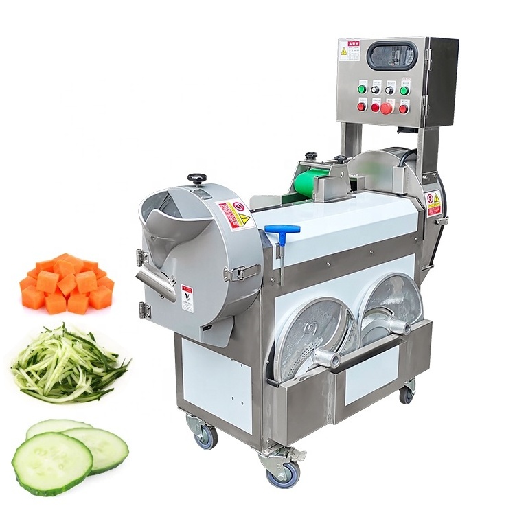 Hot sale Commercial Dicer Slicer chopper Shredder Cutter Double Heads Roots Leafy tomato fruit Vegetables Cutting Machine