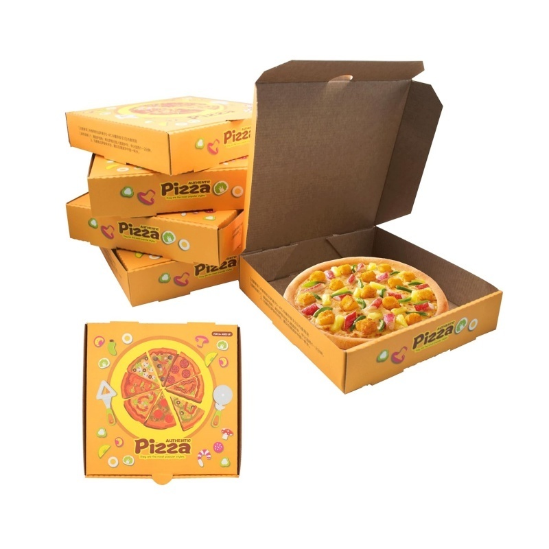 food grade custom printed with logo corrugated paper pizza box white brown 11inch 15inch pizza box with window