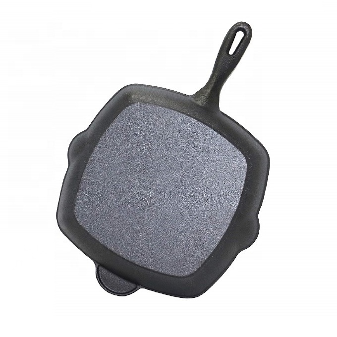 10 Inch Pre-seasoned Cast Iron Grill Bread Pan Square BBQ Grill Pan Slow Cook Gas Grill Pan