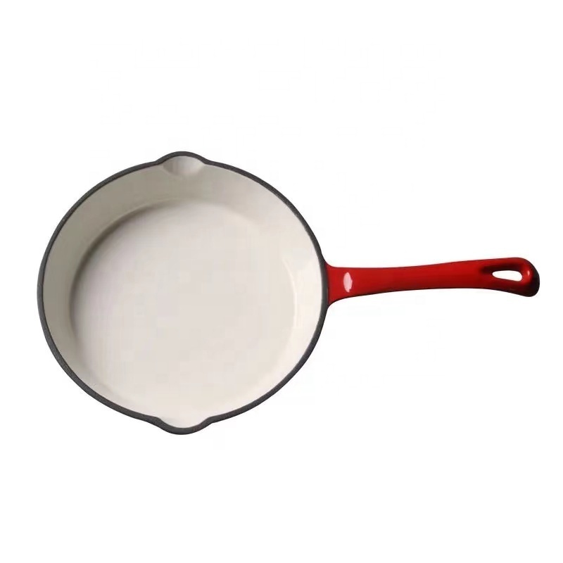 Wholesale 20/26cm Customized Enamel Cast Iron Skillet Non Stick Enamel Frying Pan For Home Kitchen Enamel Cookware