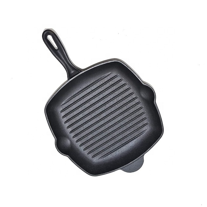 10 Inch Pre-seasoned Cast Iron Grill Bread Pan Square BBQ Grill Pan Slow Cook Gas Grill Pan