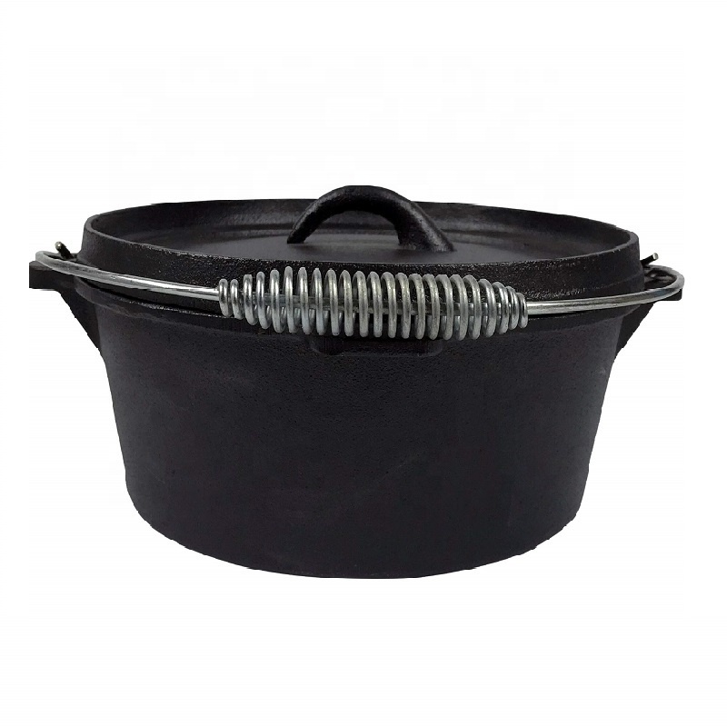 Legless Cast Iron Combo Cooker Dutch Oven Camping Cooking Pot Set Large Cauldron