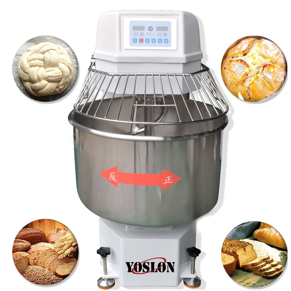 YOSLON YSN-MJ50 Commercial, Dual Motors 50kg Food Mixers Bakery Bread Dough Mixer Machines/