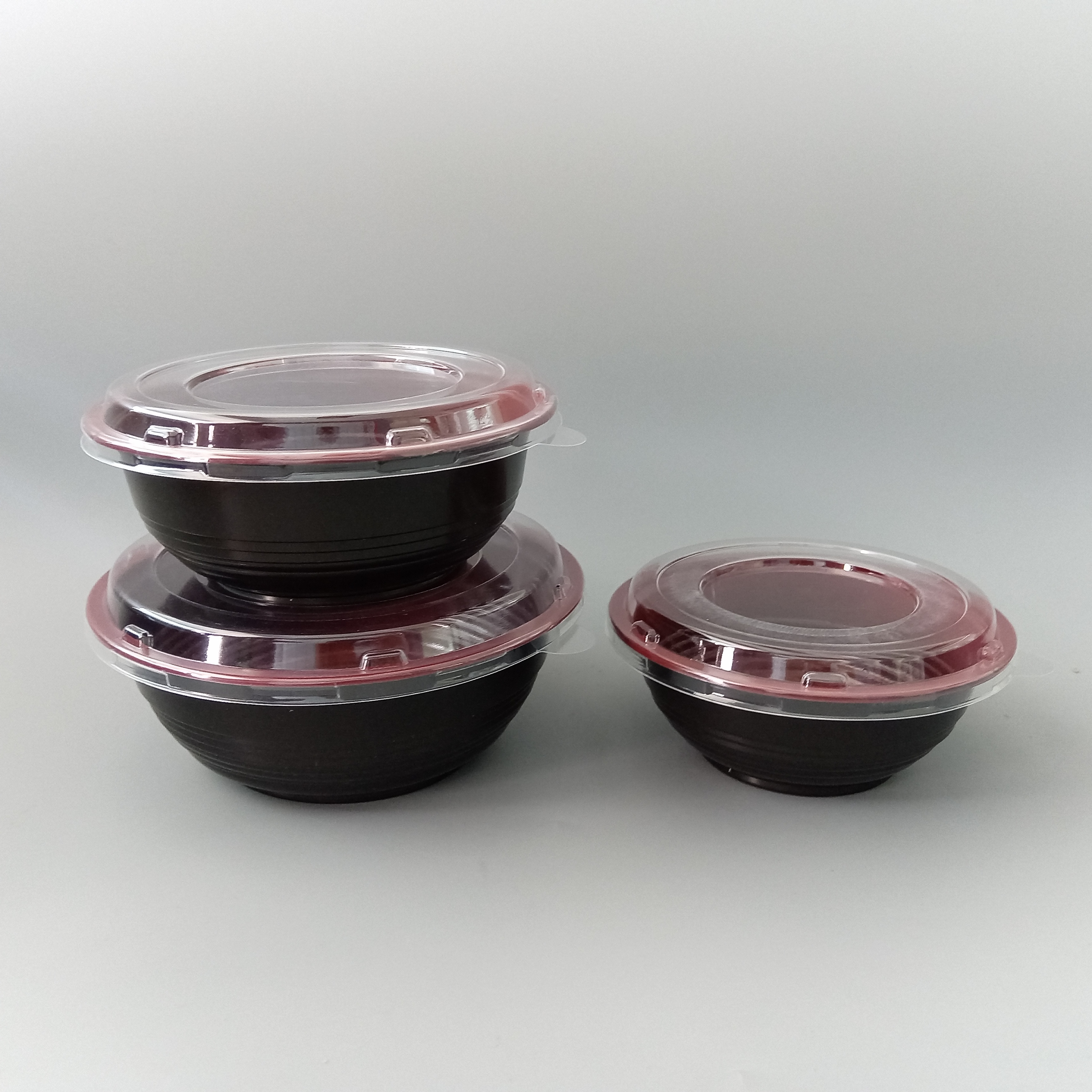 Japanese ramen plastic disposable large bowl takeaway packing pp two-color red and black bowl