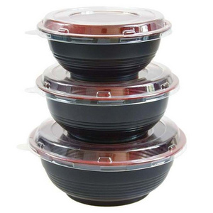 Japanese ramen plastic disposable large bowl takeaway packing pp two-color red and black bowl